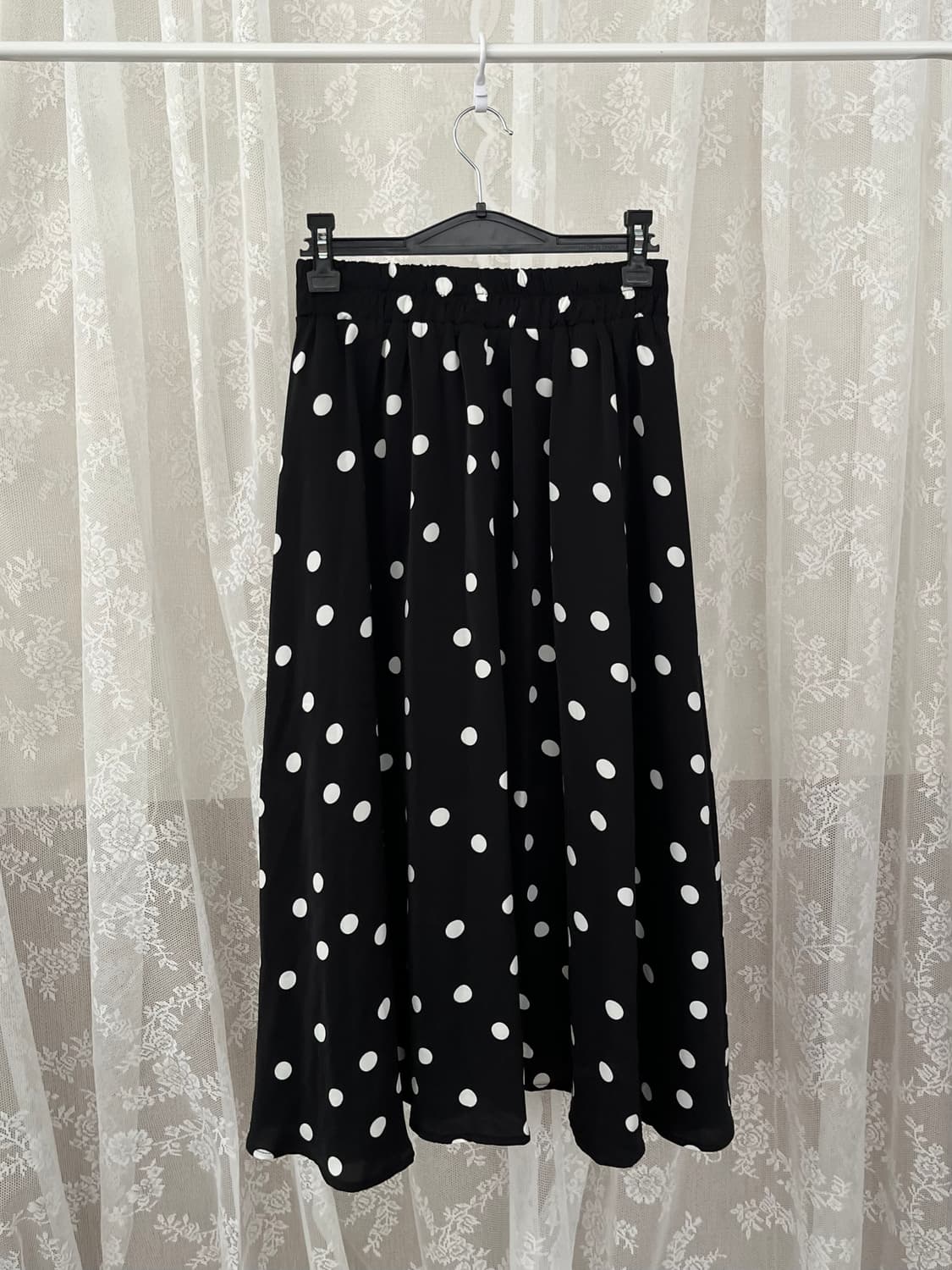 F) 새상품 르피타 도트무늬 롱스커트 블랙 상품이미지2