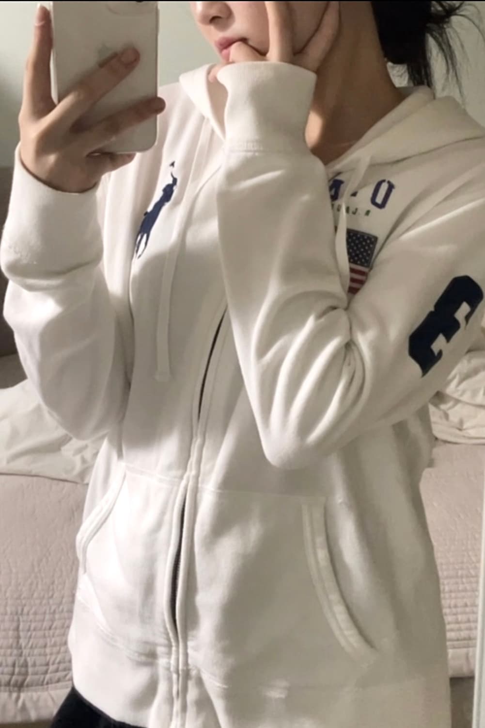 폴로 빅포니 성조기 후드집업 화이트 M(새상품급) 상품이미지1