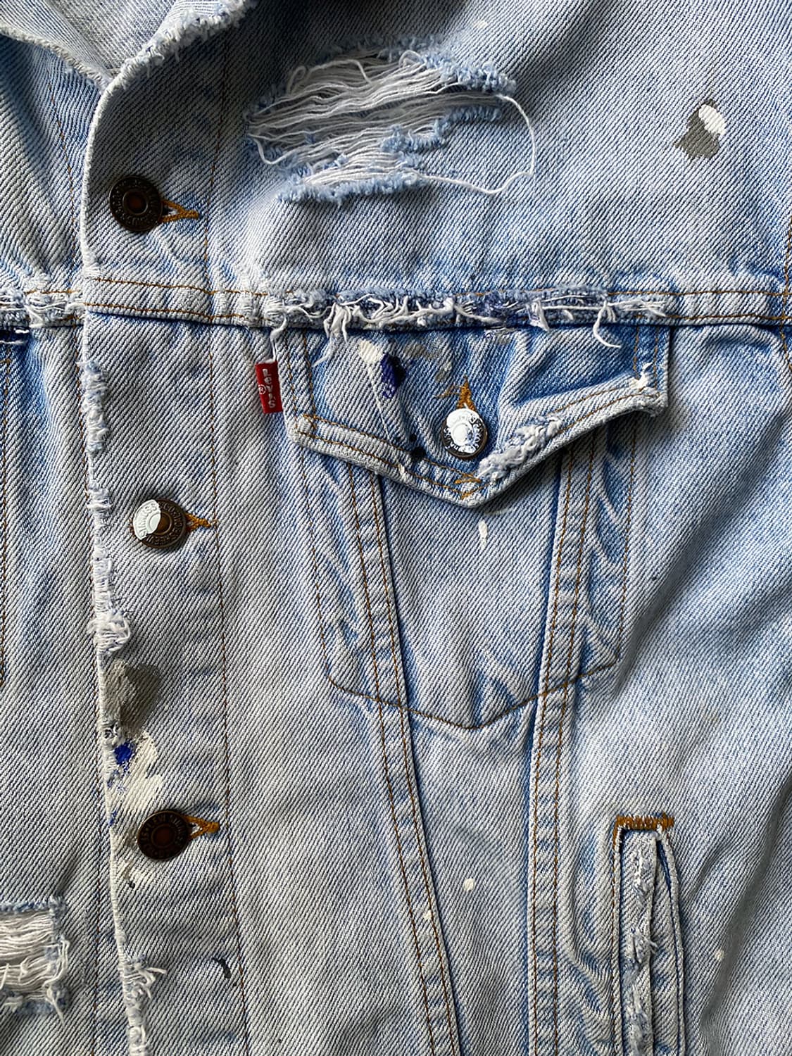 80s 빈티지 리바이스 디스트로이드 페인팅 데님 자켓 상품이미지4