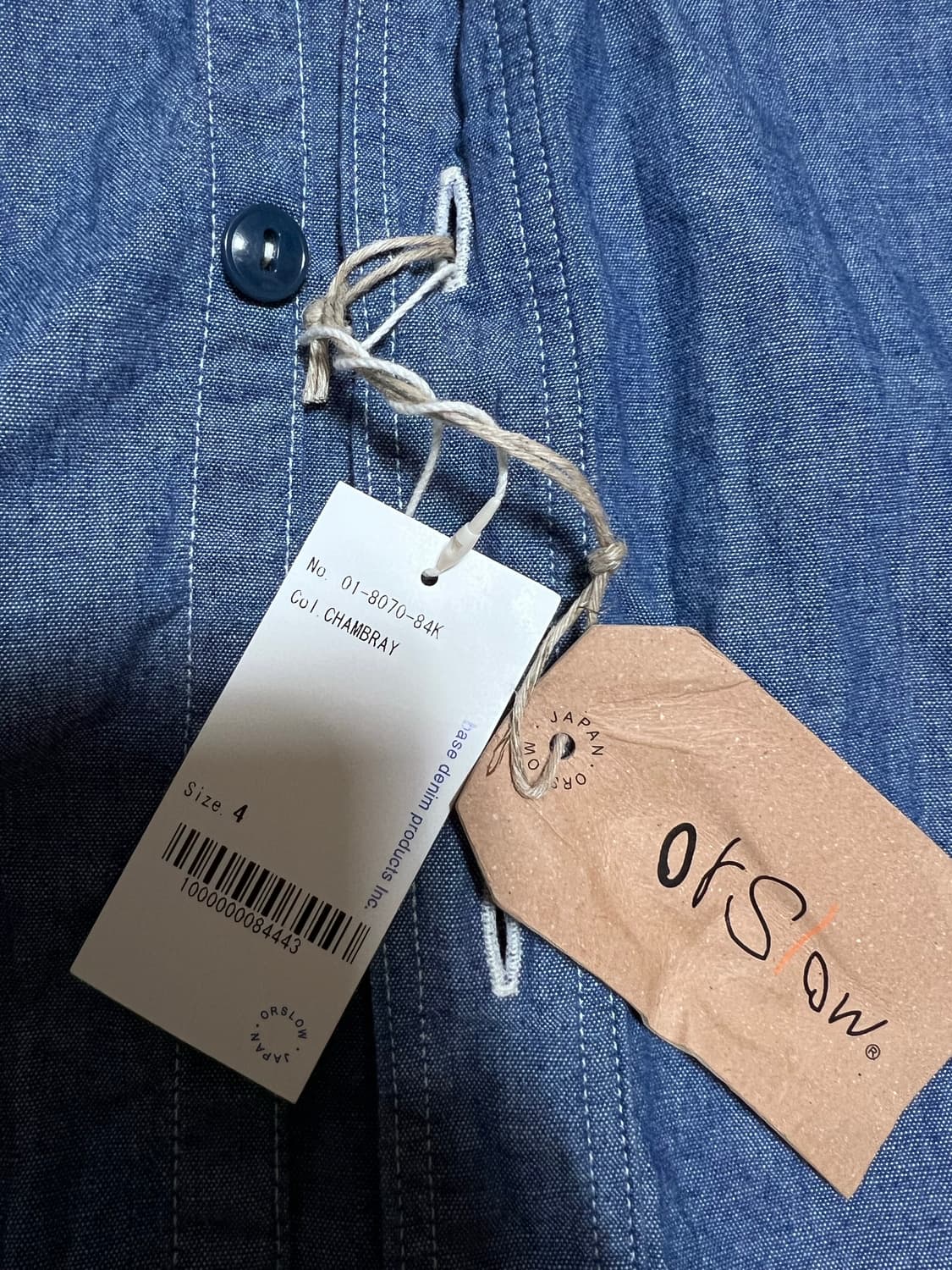 오어슬로우 샴브레이 워크셔츠 4사이즈 새상품 상품이미지2