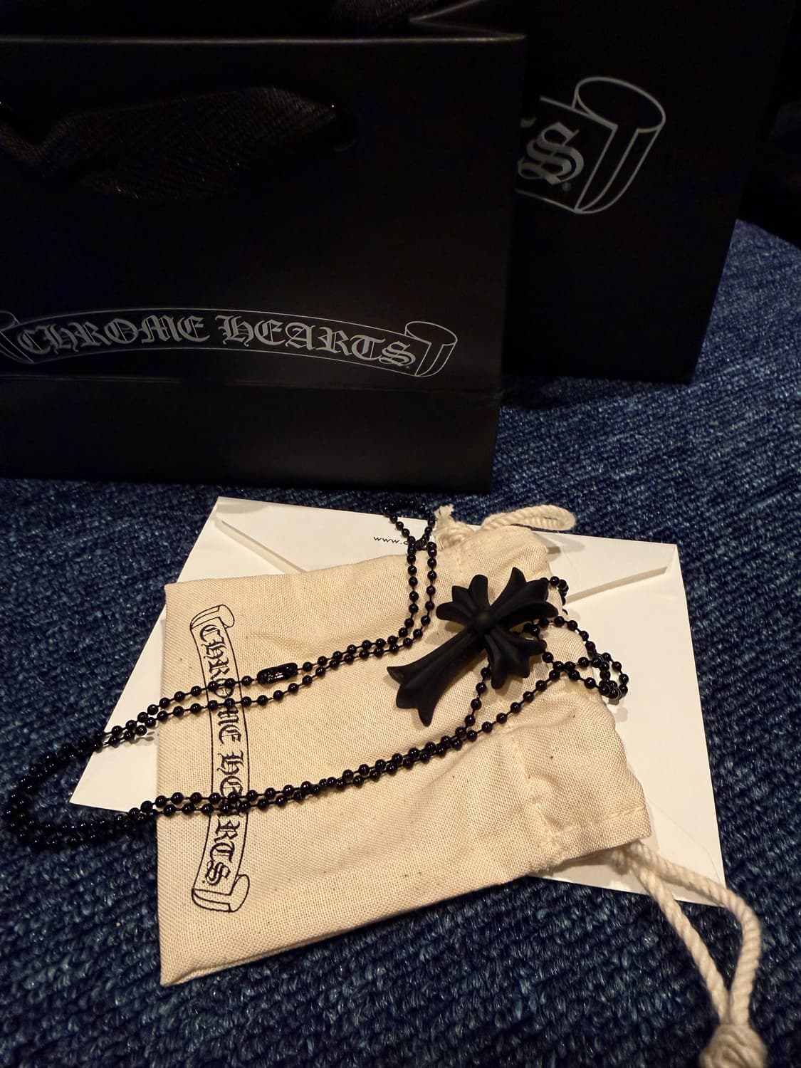 크롬하츠 실리크롬 CH 크로스 블랙 펜던트 새상품 (풀셋 상품이미지1