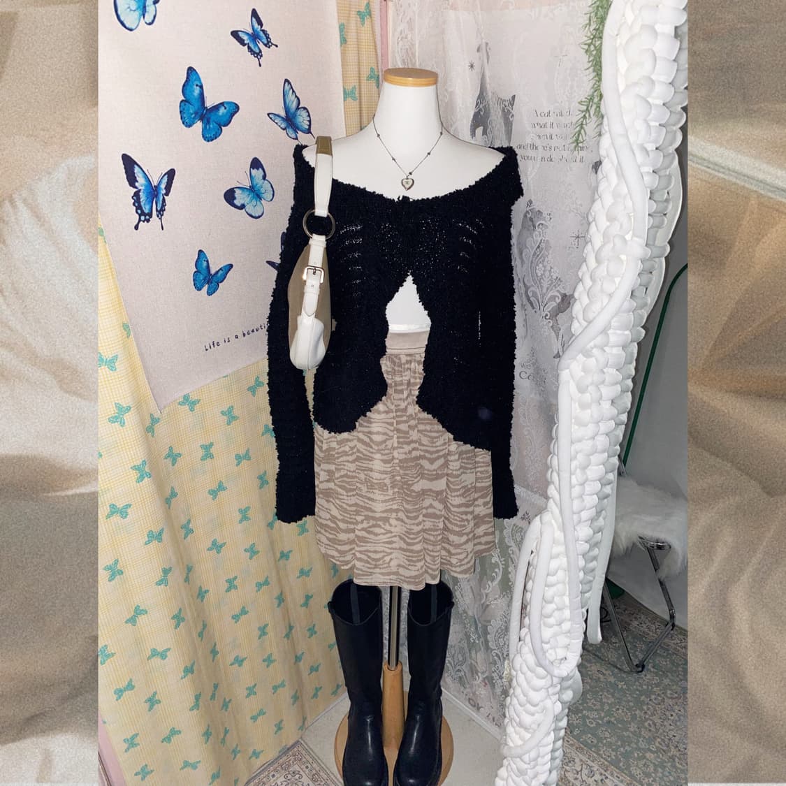 베이지 지브라패턴 미니 스커트 상품이미지5