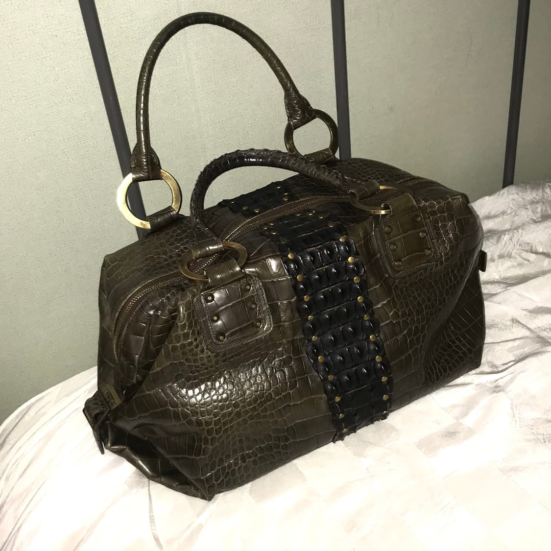 Time 올리브 스터드 크로커다일 토트백 빅백 상품이미지1