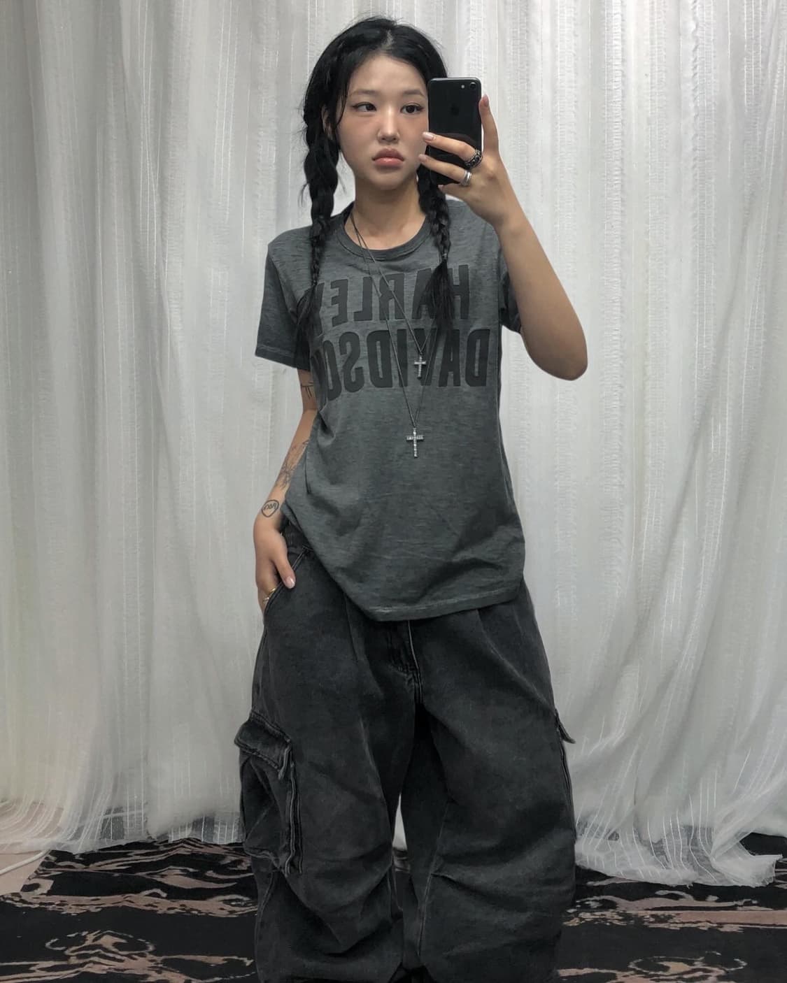 할리데이비슨 그레이 y2k 티셔츠 상품이미지2