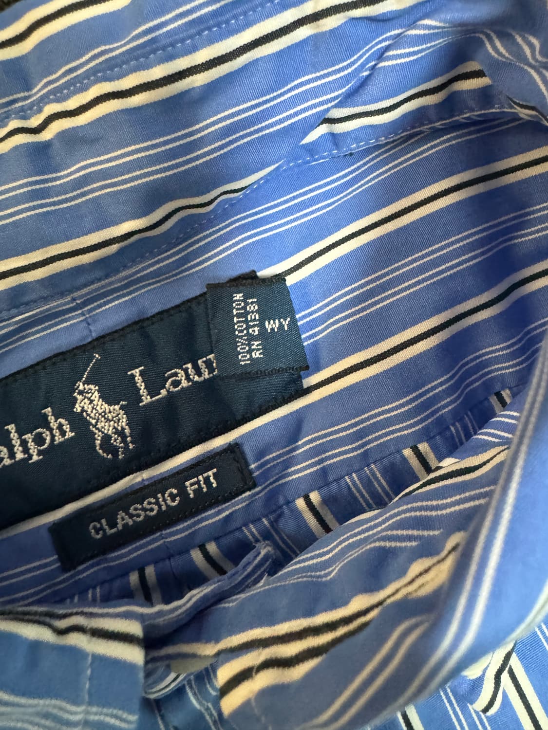 폴로 랄프 로렌 롱 슬리브 버튼 다운 셔츠 블루 화이트 스트라이프 상품이미지6