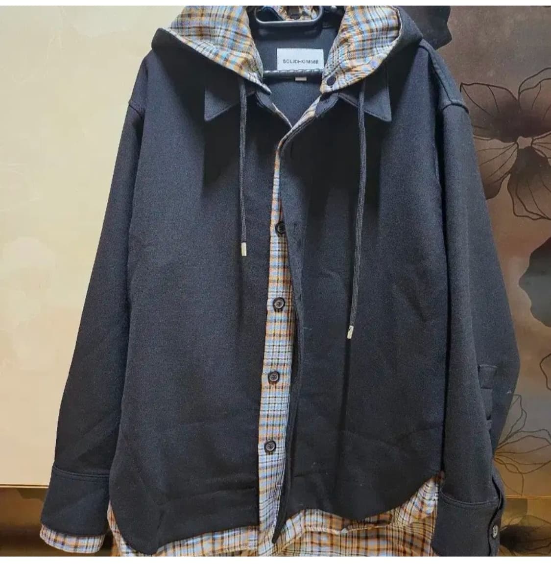 솔리드옴므 셔츠 레이어드 후드자켓 상품이미지1