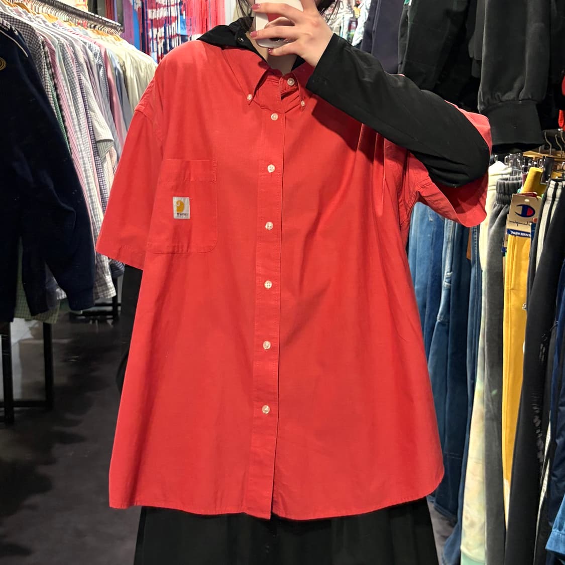 [IM] Carhartt 칼하트 반팔 셔츠 레드오렌지 상품이미지1
