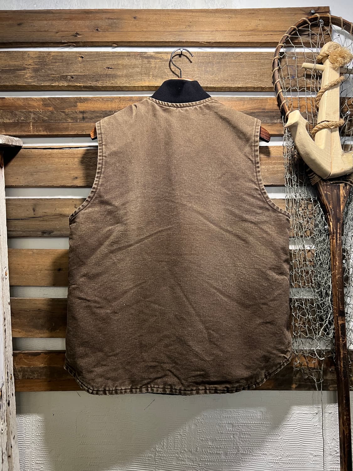 [M]칼하트 USA 빈티지 페인팅 쉐르파 라이닝 다크브라운 워크 베스트 상품이미지5