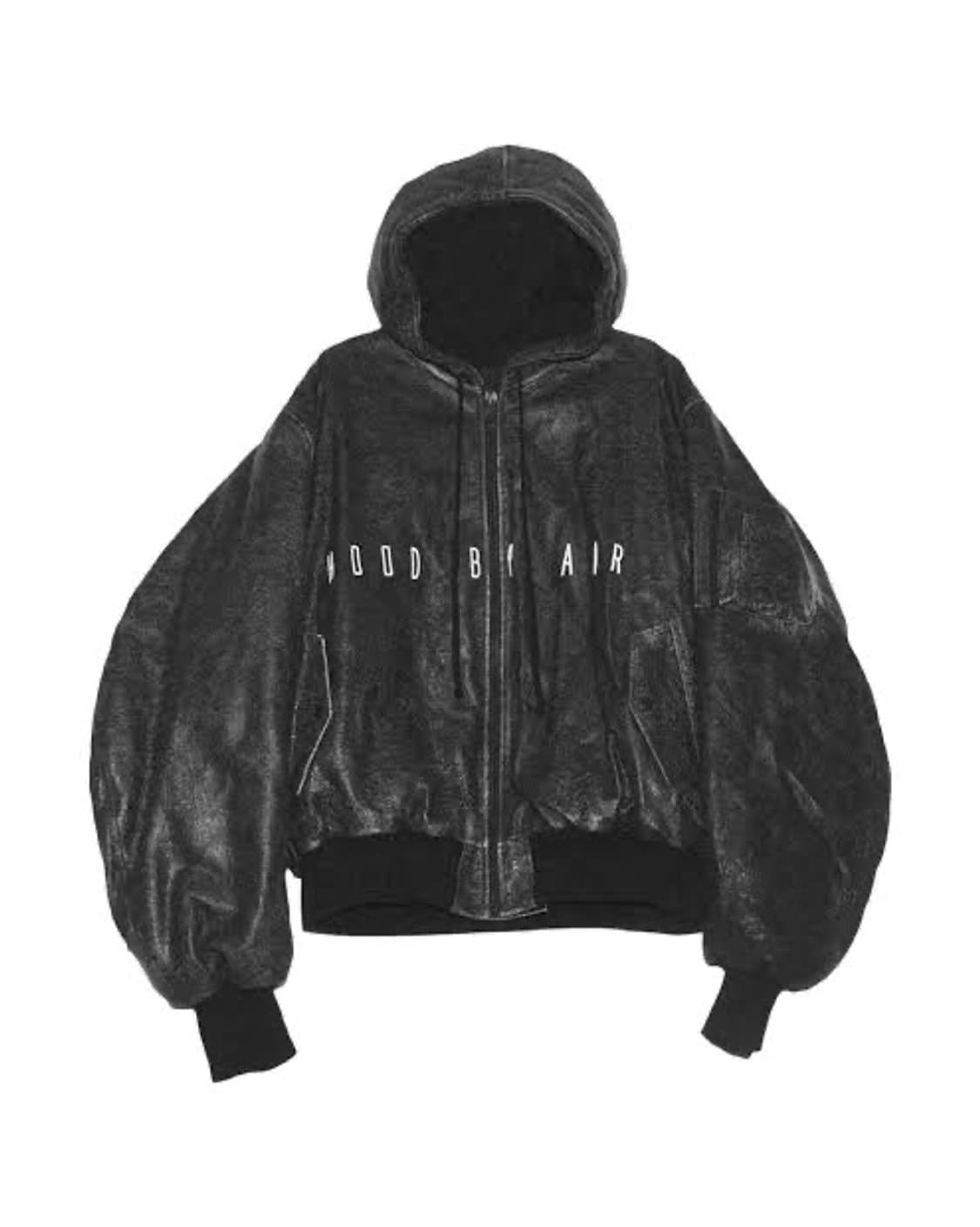 후드바이에어 페이크 크랙 레더 봄버자켓 상품이미지1