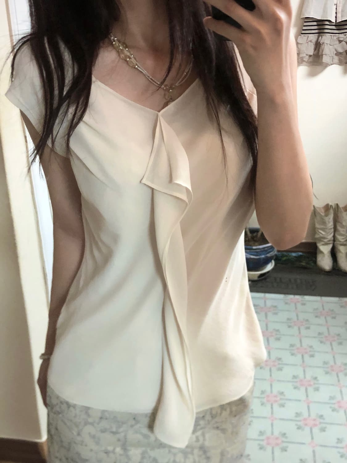 반민소매 블라우스 일본빈티지 상품이미지1