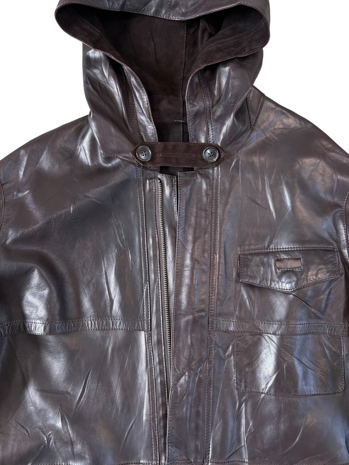 Reversible Hooded Leather Jacket 상품이미지5