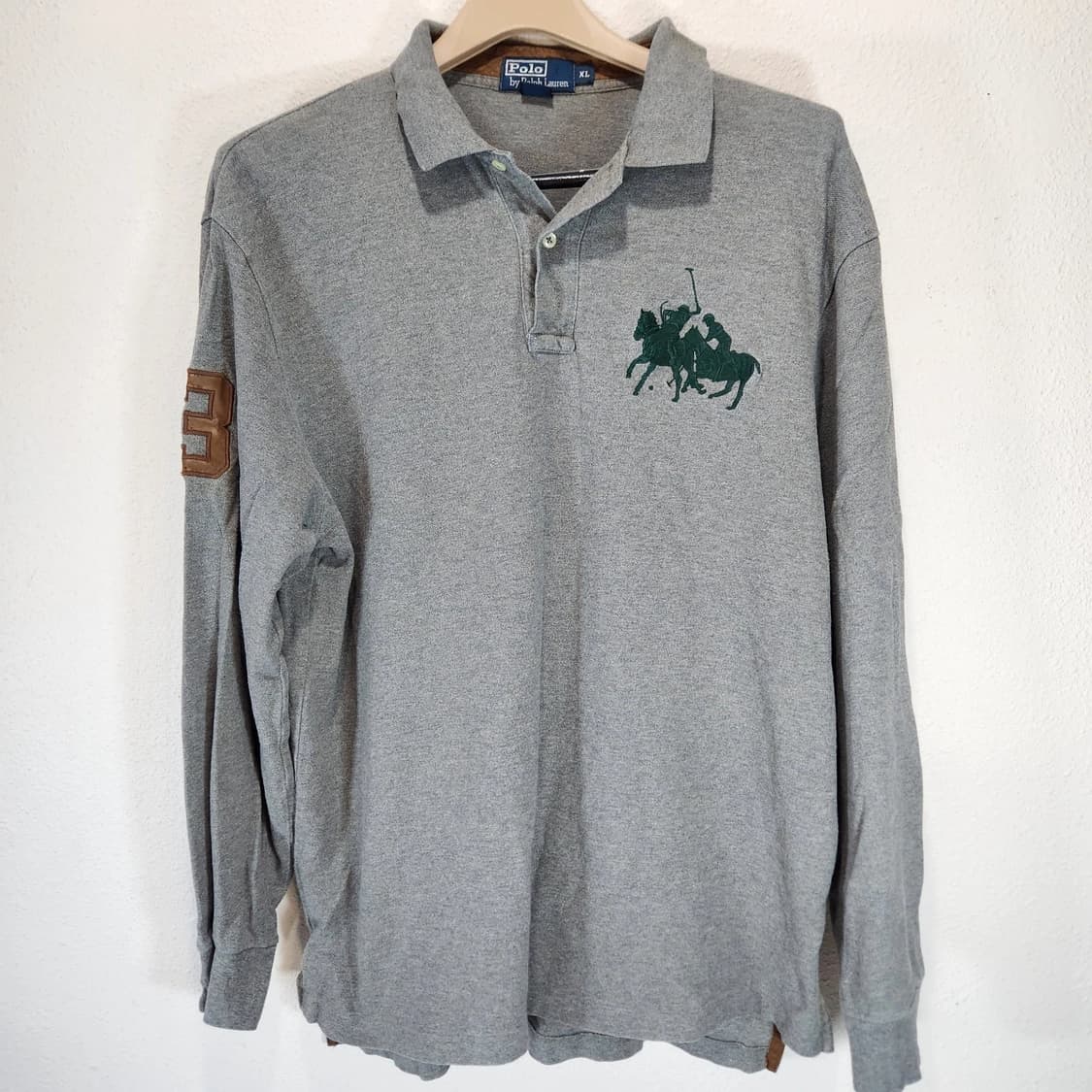 폴로 랄프로렌 레더 트림 빅포니 롱슬리브 카라티 상품이미지1