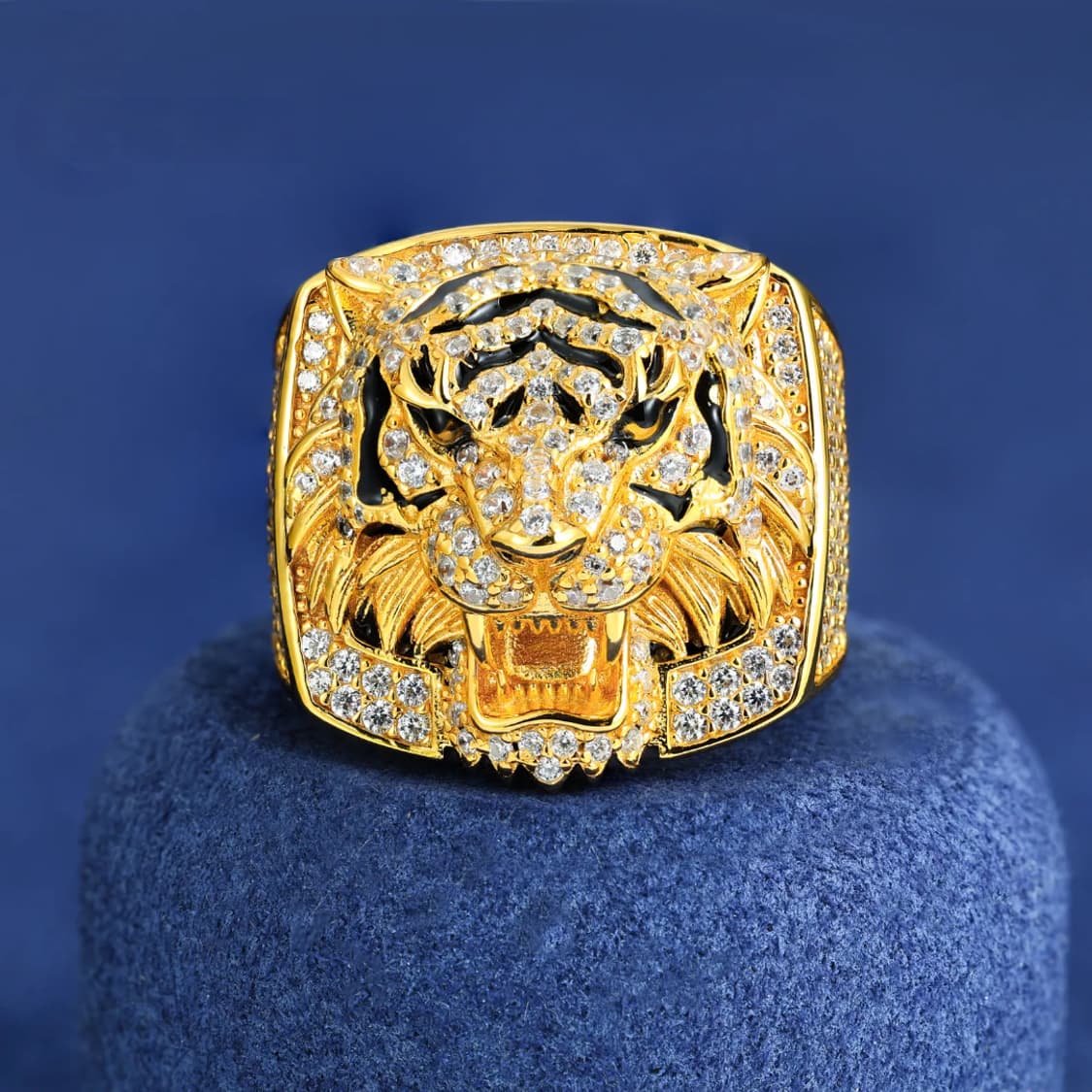 Oceaonra 남성용 3D 타이거 모이사나이트 반지 925 실버 상품이미지1