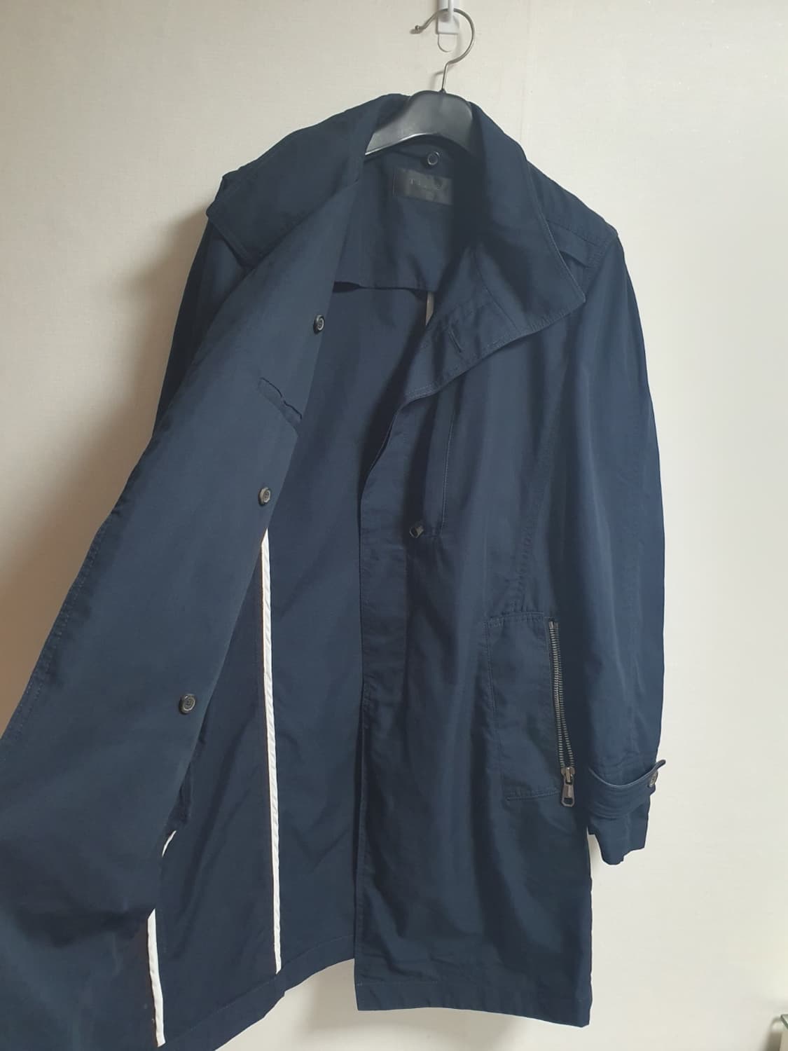 타임 TIME 딥네이비 가죽카라 탈부착 내피 싱글코트 상품이미지4