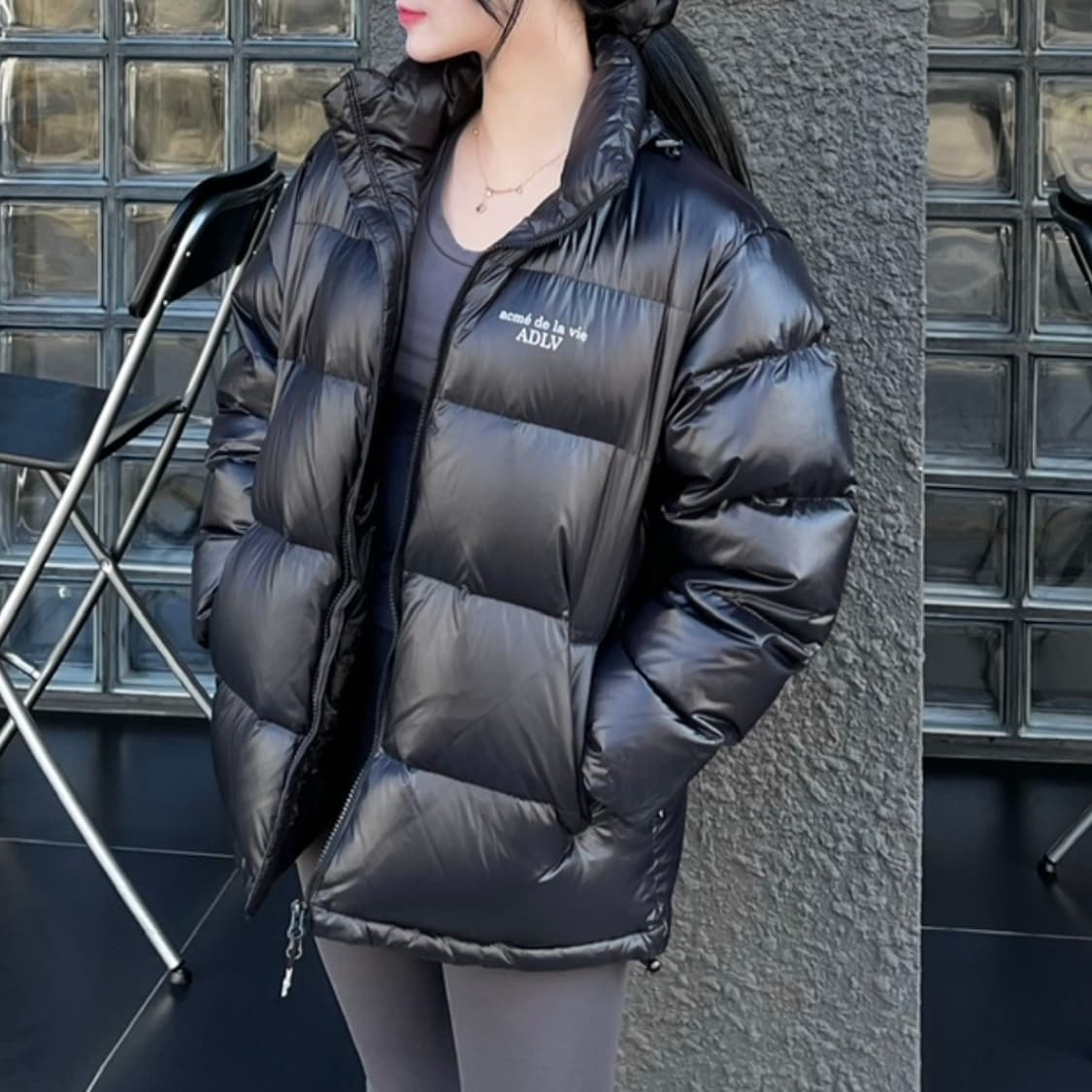 1시착) 아크메드라비 베이직 로고 숏패딩 0사이즈 상품이미지9