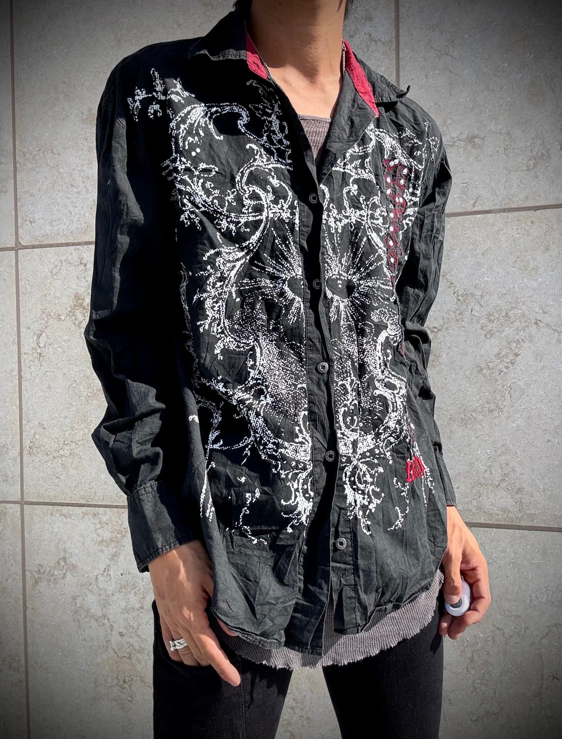 “Vintage” 00’s V-Kei Gothic Print Shirts 상품이미지1