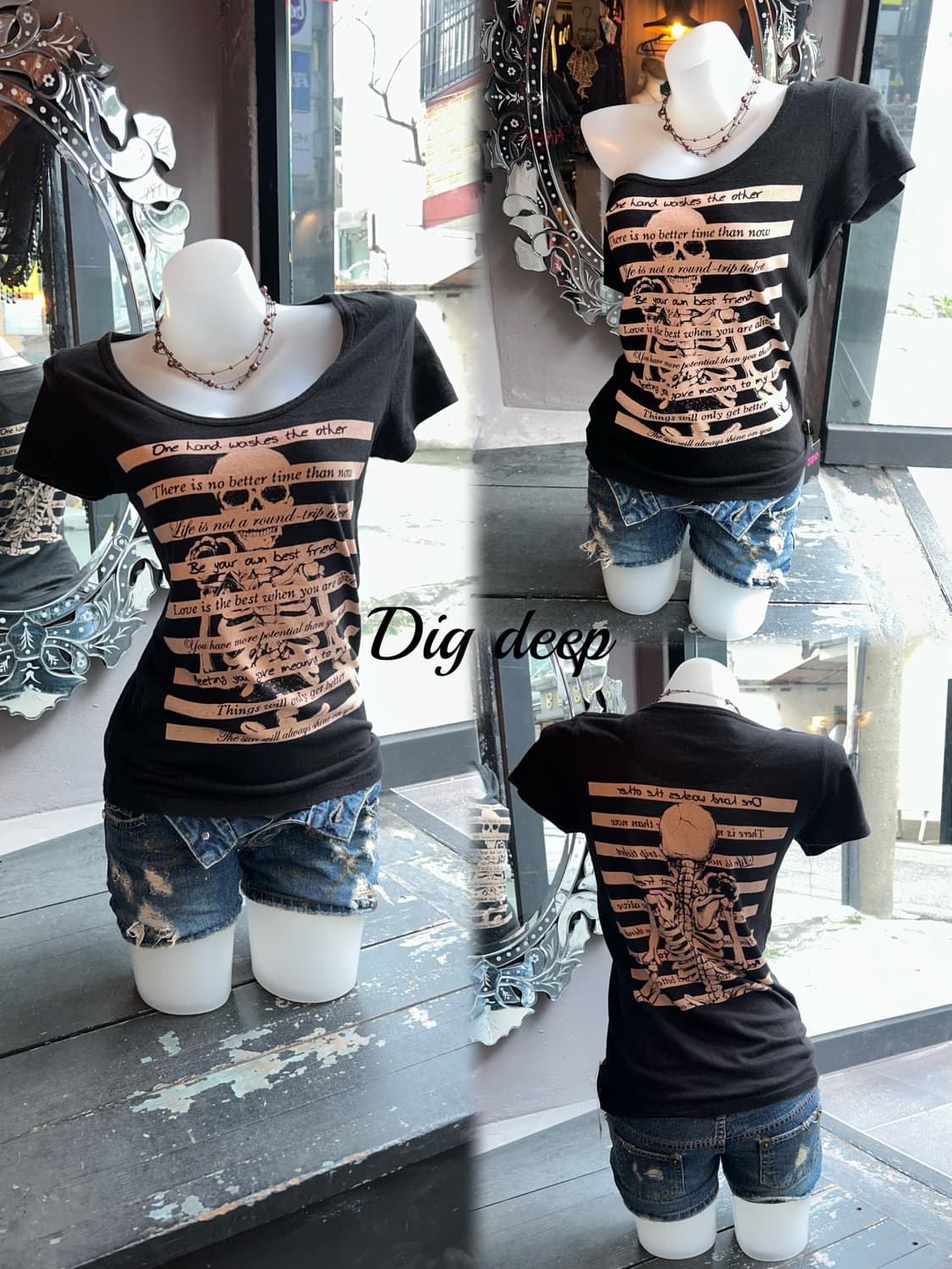 DIG DEEP 디그딥 해골프린팅 반팔티 펑크갸루y2k 상품이미지2