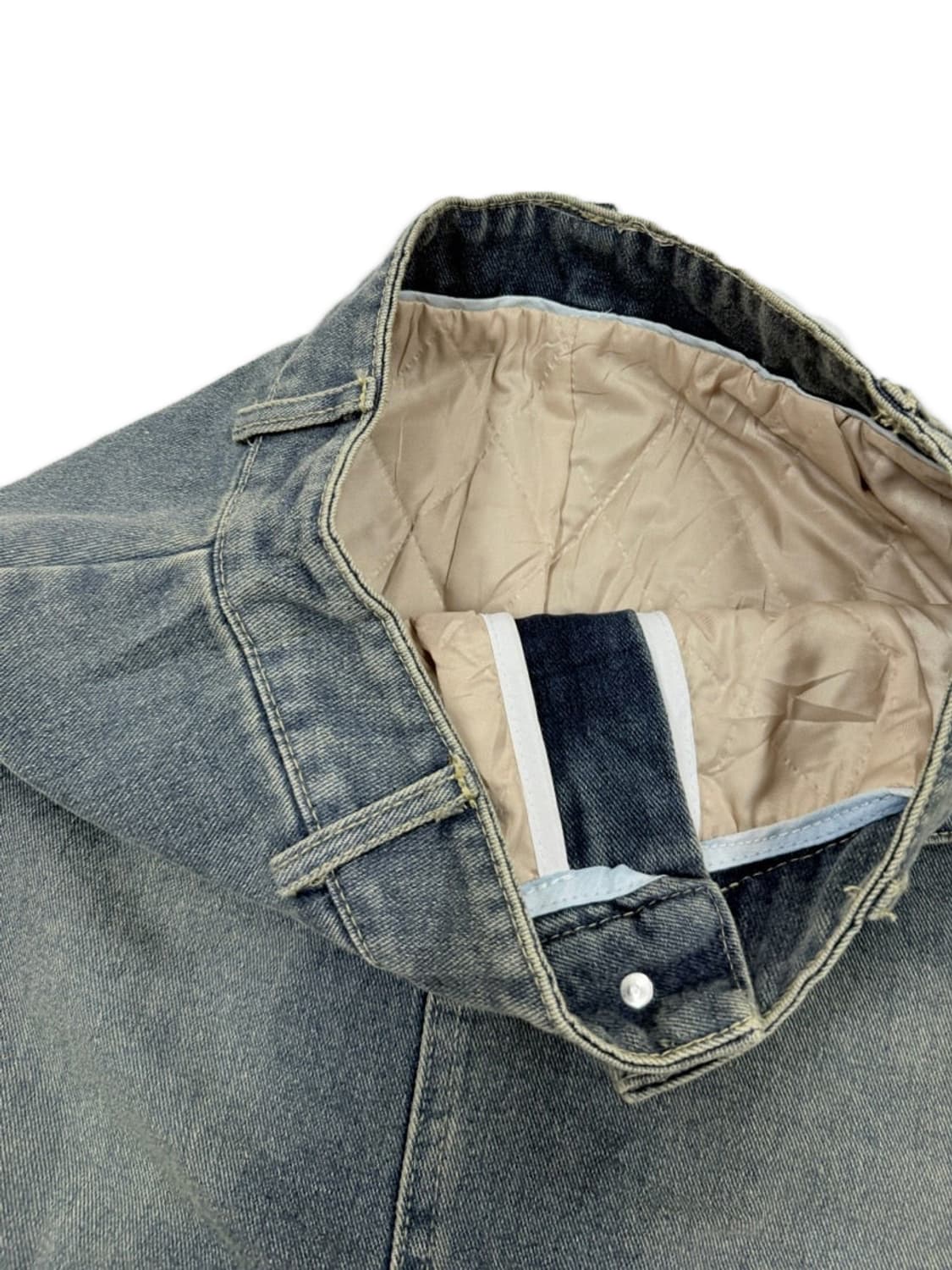 빈티지 GRL 퍼 데님 퀼팅 미니 스커트 상품이미지4