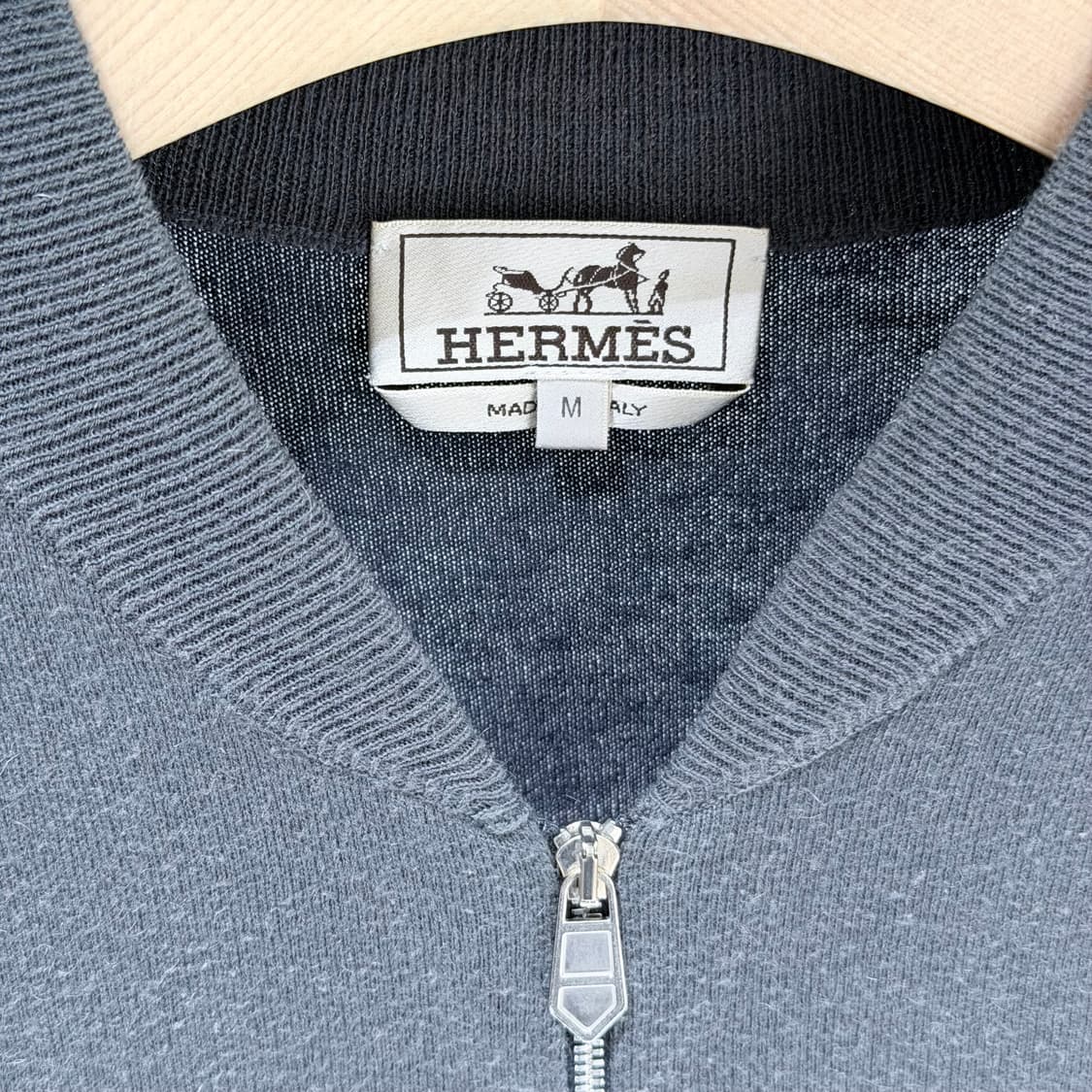 (A+/M) / 에르메스 캐시미어 니트 집업 그레이 네이비 상품이미지4
