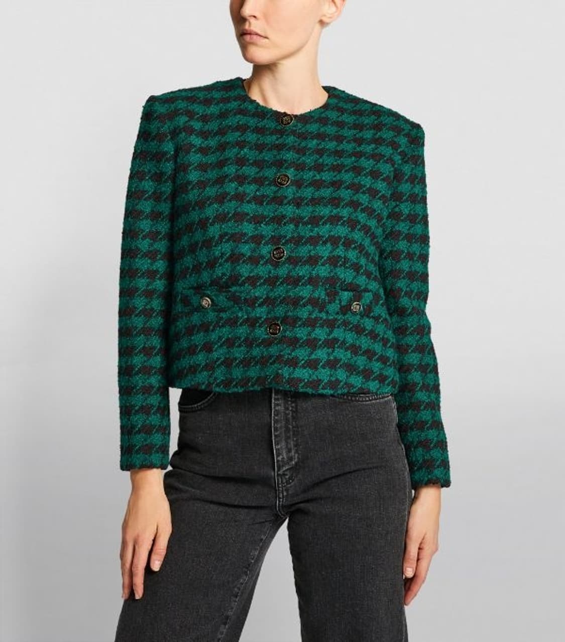 산드로 SANDRO 체크 텍스처 크롭 자켓 38사이즈 상품이미지1