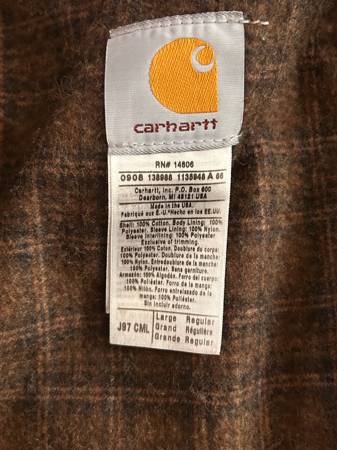 칼하트 디트로이트 J97 CML L/R USA🇺🇸 상품이미지6