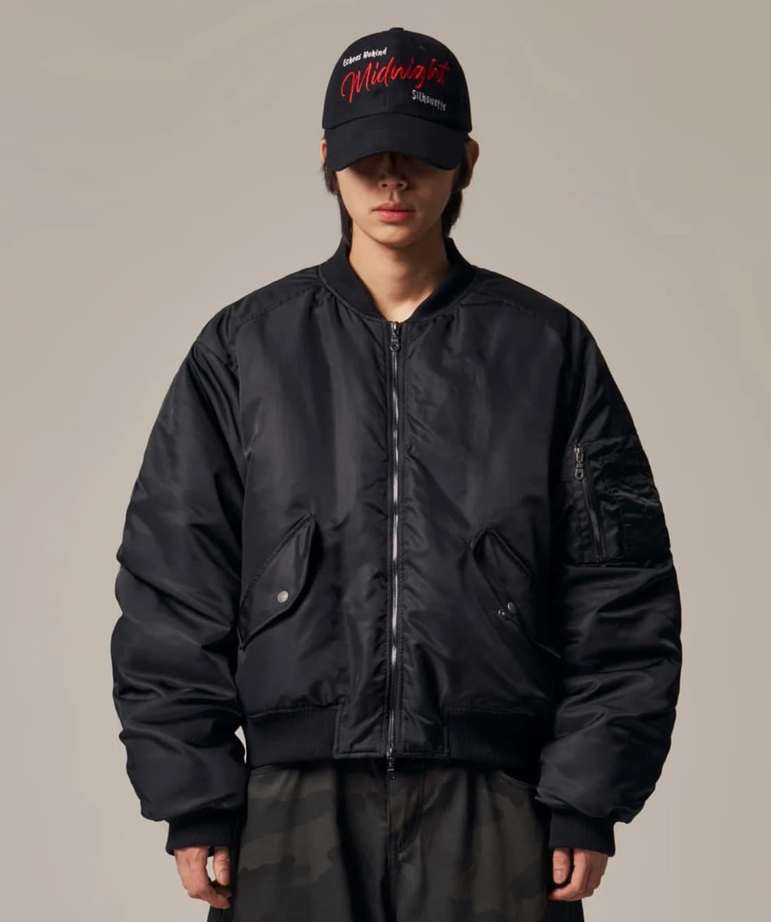 아이돈워너셀 Plane Shirring Ma-1 Black (새상품) 상품이미지1