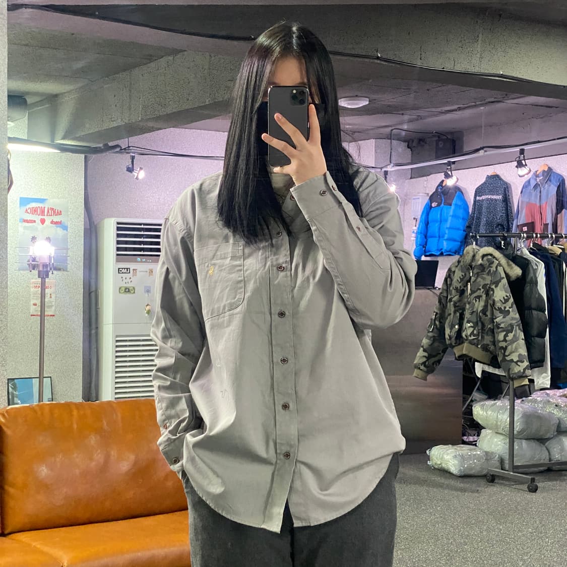 폴로 랄프로렌 자수로고 클래식핏 그레이 셔츠 B3764 상품이미지1