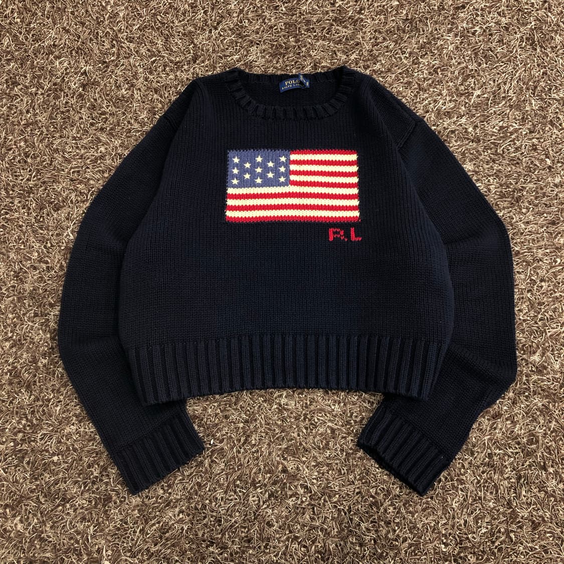 폴로 랄프로렌 성조기 네이비 크롭 니트 상품이미지1