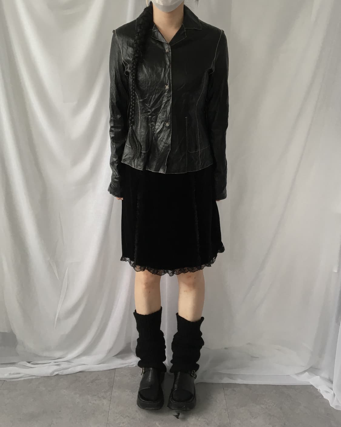 Lace trimming velvet onepiece 상품이미지8