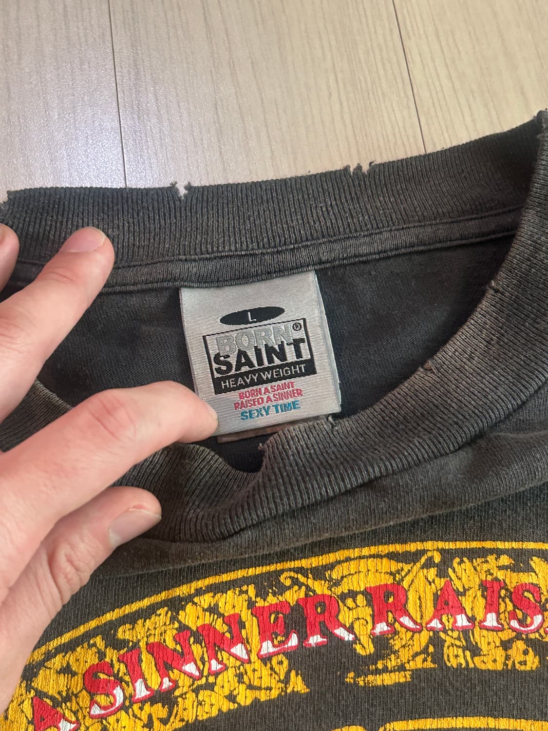 세인트 미카엘 x 본앤레이즈드 본 세인트 롱슬리브 티셔츠 블랙 L 상품이미지4