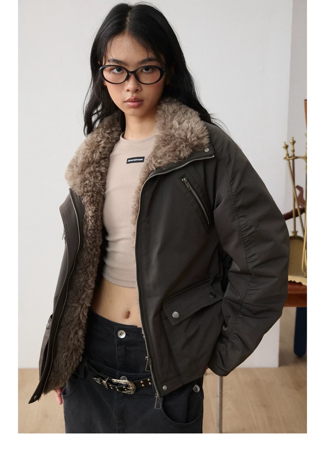 Jikoo 퍼카라 숏패딩 상품이미지2