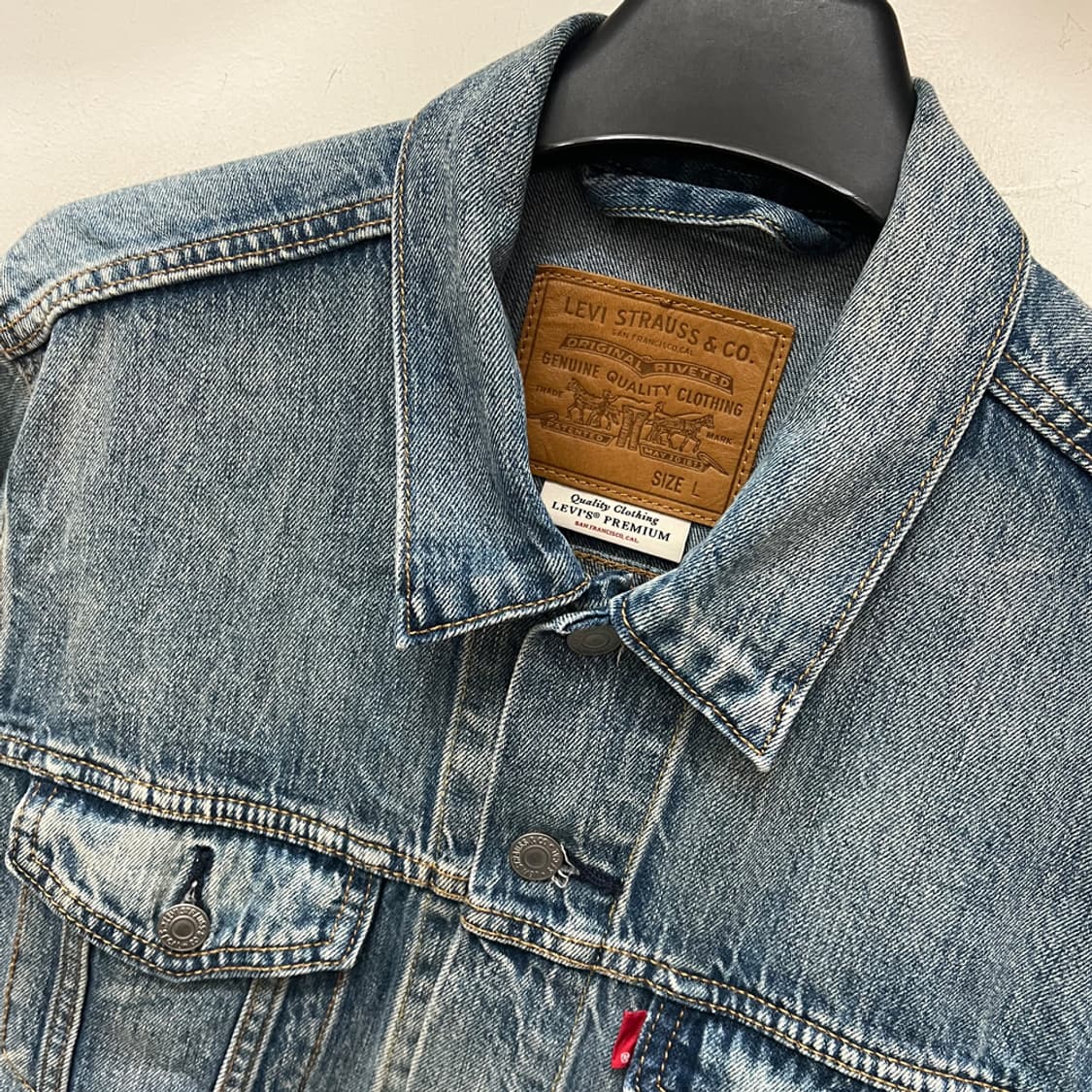 리바이스 프리미엄 블랭크탭 데님 트러커 청자켓 L 상품이미지3