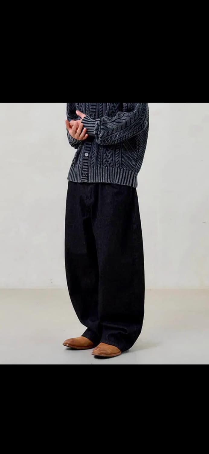 노운 와이드 데님팬츠 블랙 1size 새상품 상품이미지3