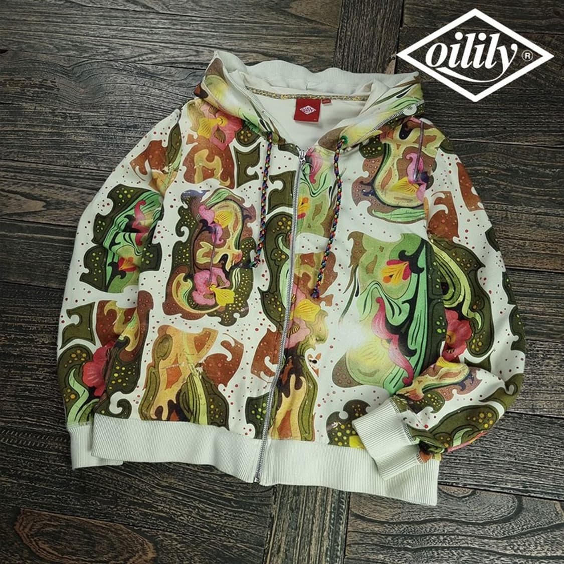 [오일릴리] 멀티 그래픽 패턴 오버핏 후드 집업 P01581 상품이미지1