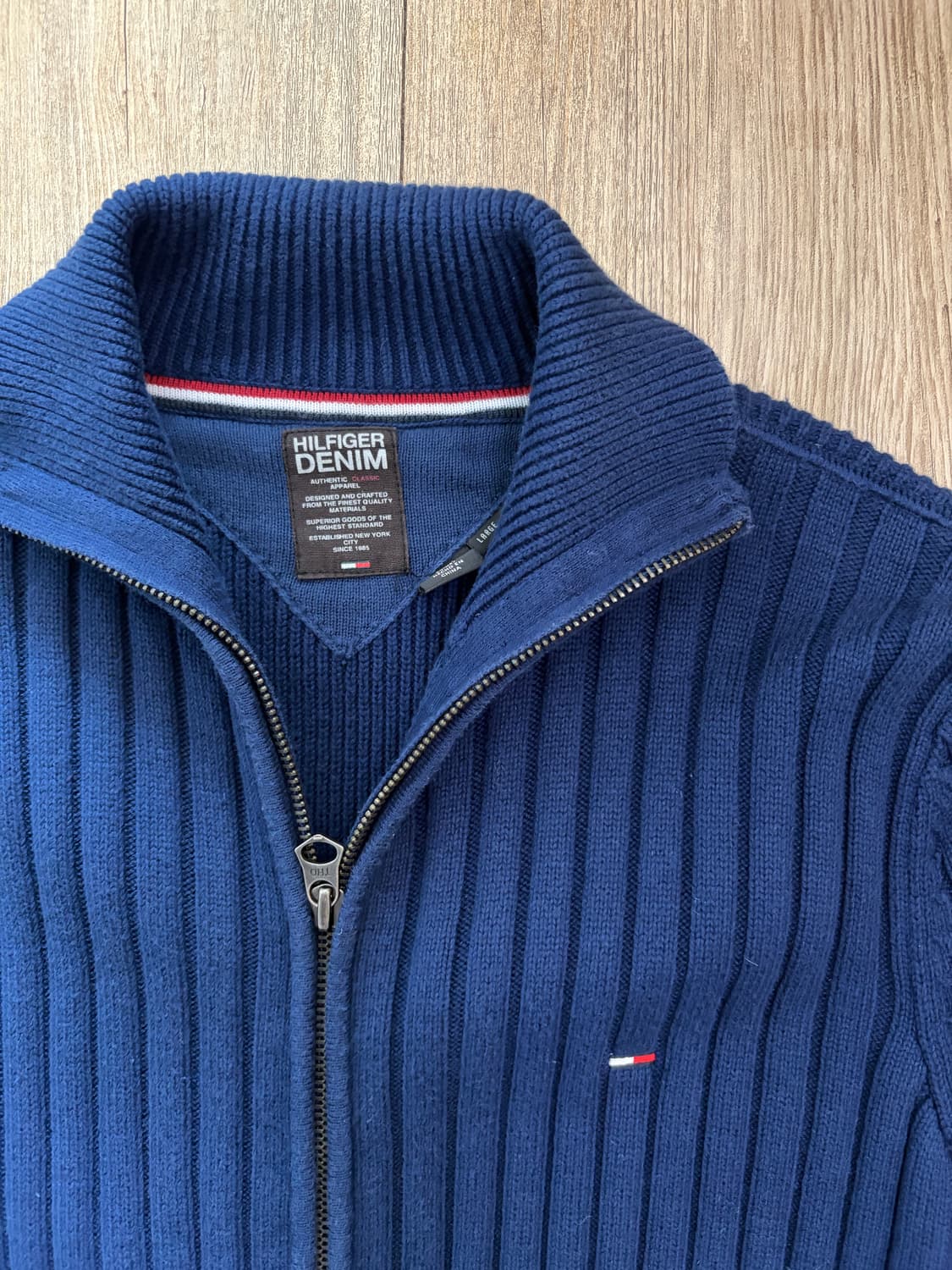타미힐피거 데님 니트 집업 네이비(L) 상품이미지2