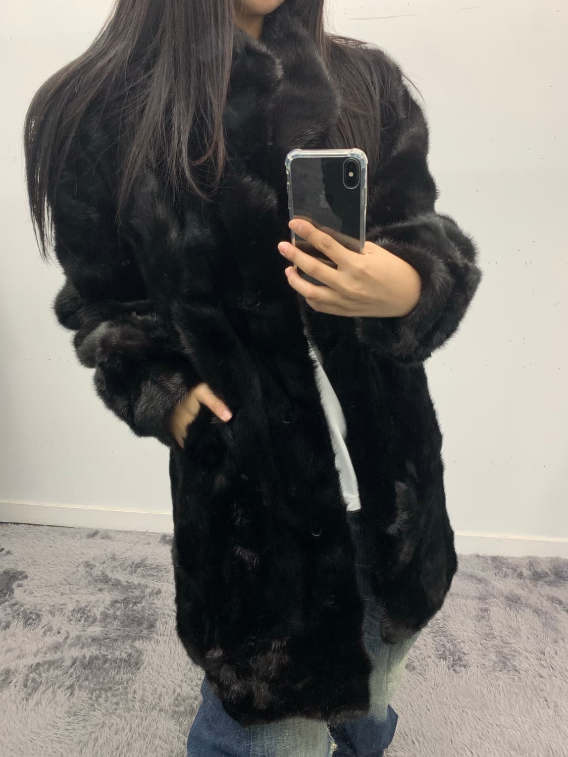 사가 밍크 블랙 코트 상품이미지2