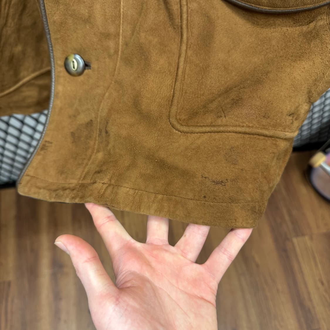 90s JPN VINTAGE 양가죽 스웨이드 미디 코트 브라운 상품이미지7