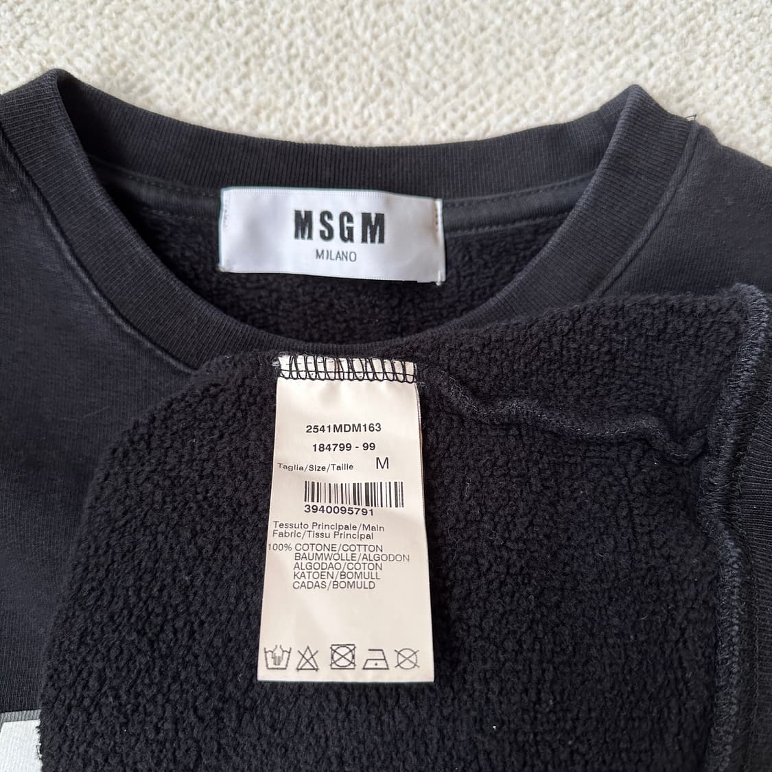 [M] MSGM 블랙 로고 맨투맨 티셔츠 상품이미지3