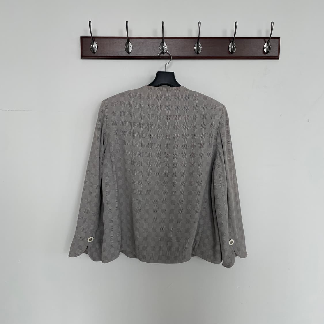 올드 지방시 체크 뉴울 4계절 논카라 자켓 상품이미지3