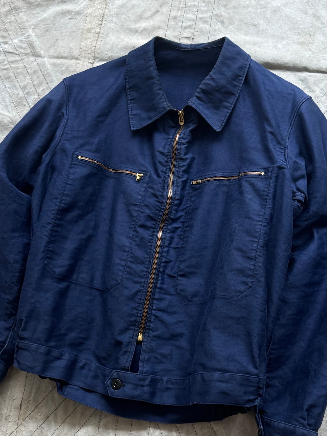 50s French Blue Moleskin Cyclist Jacket 상품이미지3