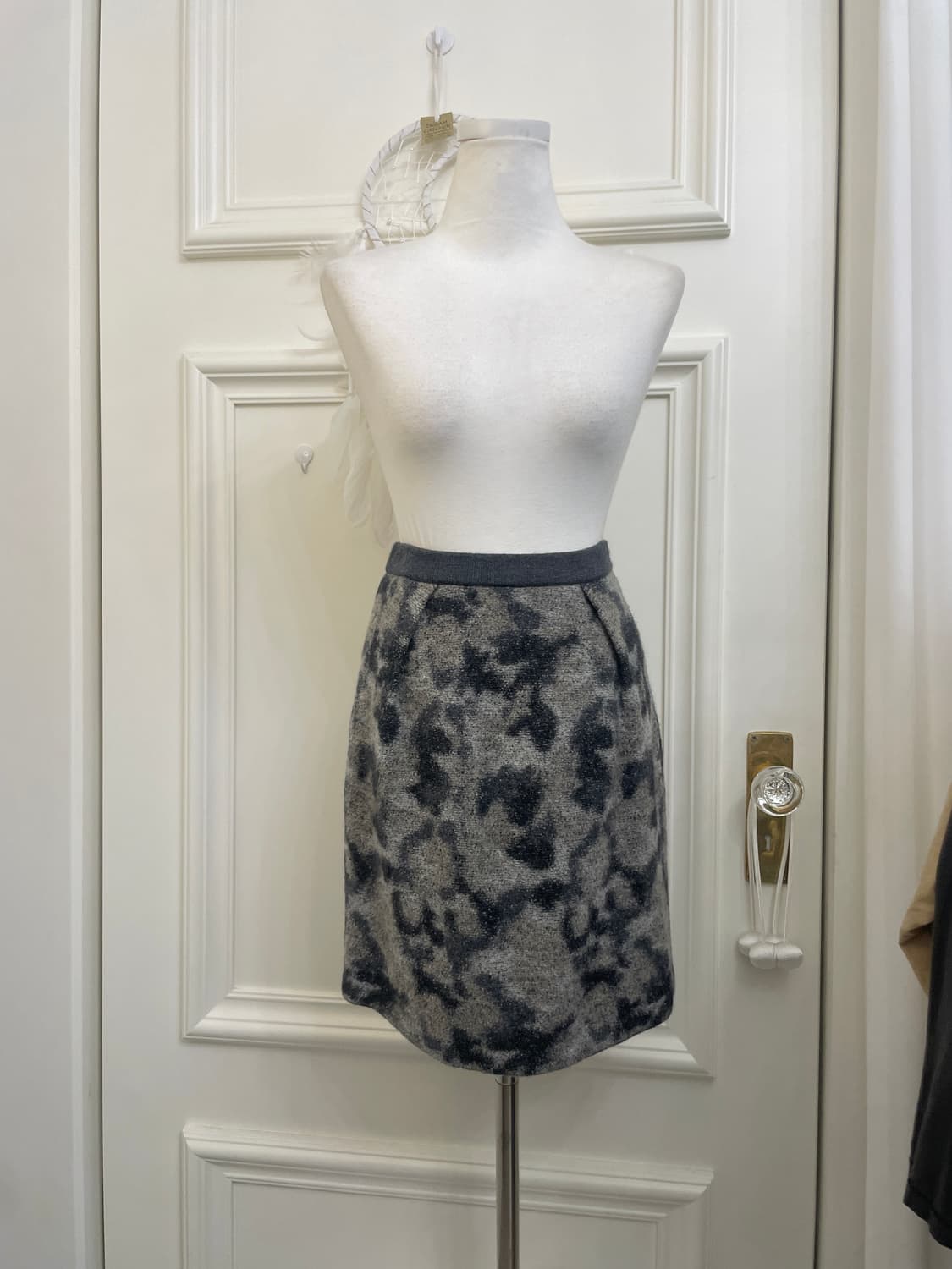 camo wool banding midi skirt(size-38) 상품이미지1