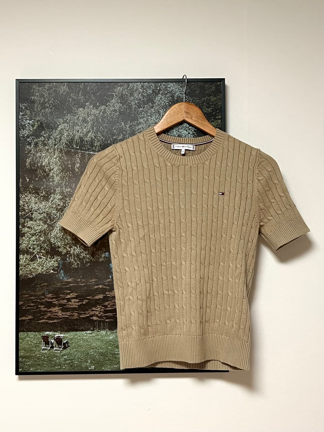타미힐피거 우먼 코튼 미니 케이블 크루넥 스웨터 베이지 XS 정품 상품이미지3