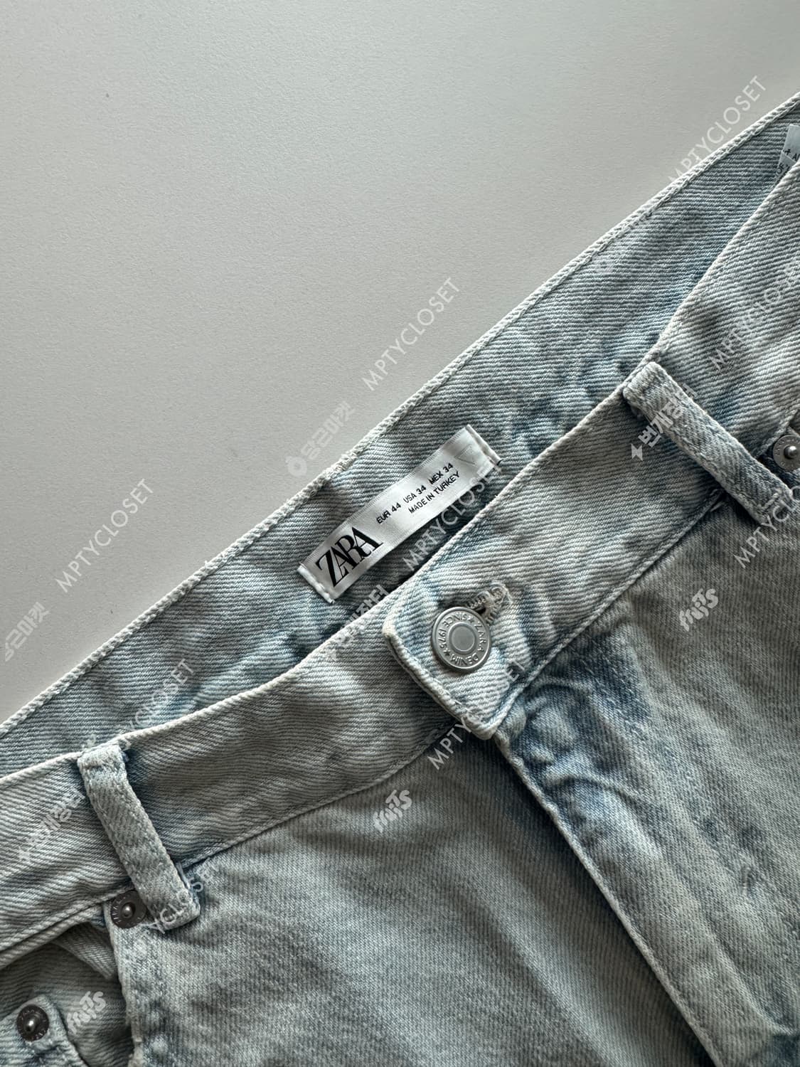 자라 디스트레스드 립드 연청 데님 카고 팬츠 상품이미지7