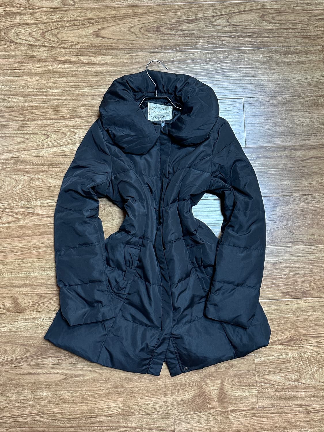 빈티지 로디스포토 블랙 리본 패딩 코트 히메갸루 로걀 라떼 달천깔 모리걸 상품이미지1