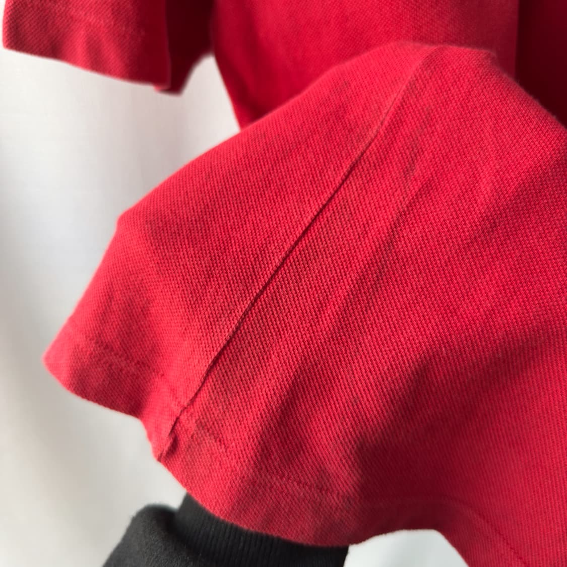 올드 버버리 골드 크레스트 자수 반팔 카라티 레드 L 상품이미지7