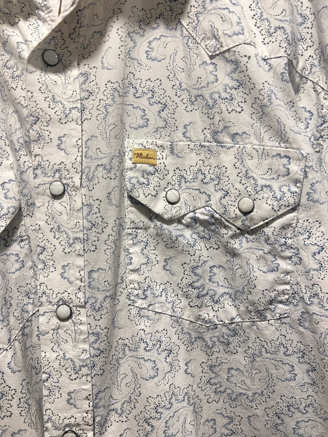 [2XL]90's USA빈티지 페이즐리 패턴 버튼다운 화이트 웨스턴 셔츠 상품이미지4