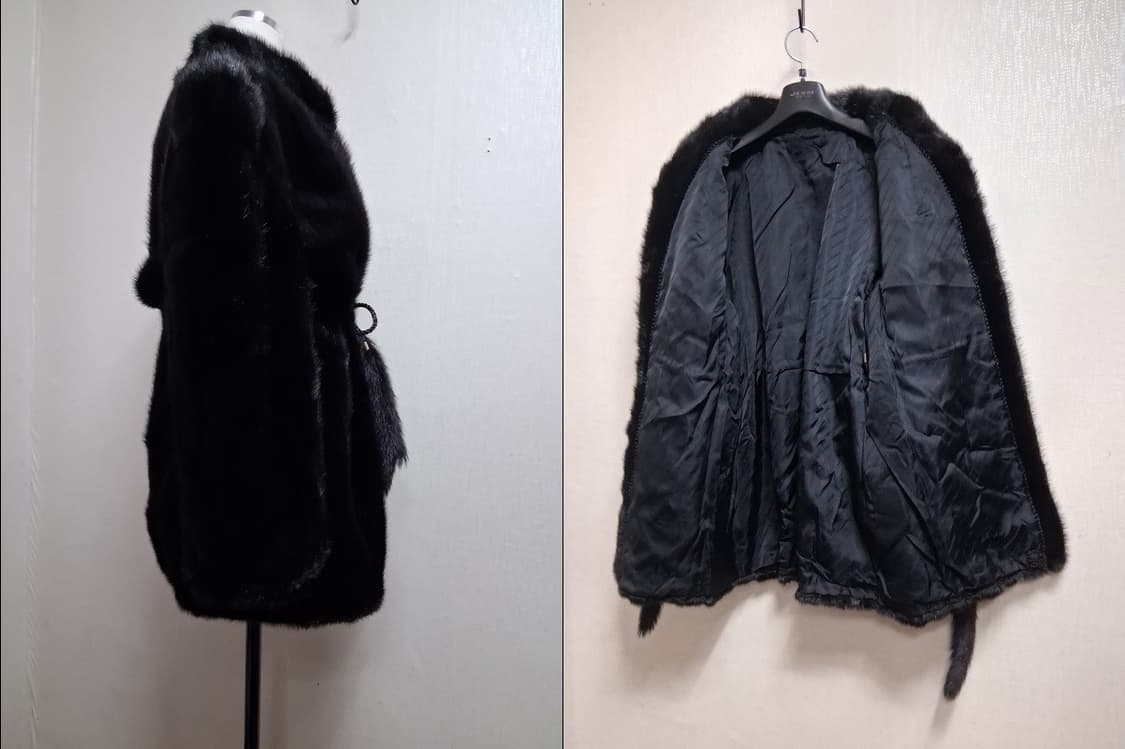 일본빈티지 Fourrure 완전 까망 블랙밍크코트 거꾸로밍크 미착컨디션  상품이미지8