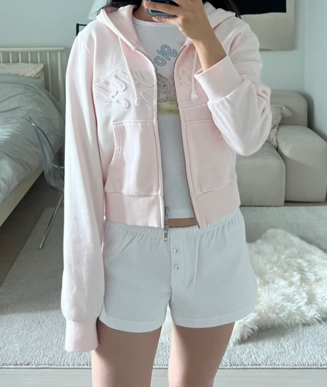 글로니 조던 후드집업 크롭 핑크 상품이미지2