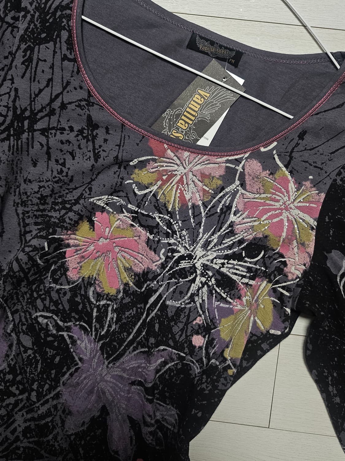 바닐라슈가 7부 슬리브 프린팅 티셔츠 탑 상품이미지3