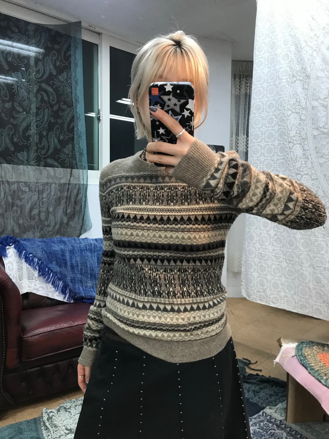 써스데이아일랜드 여성 에스닉 니트  상품이미지1